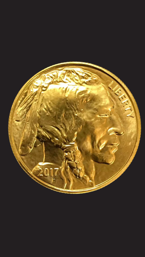 1 OZ American Buffalo 2017 Tungsten 24K Gold plated with 300 microns
